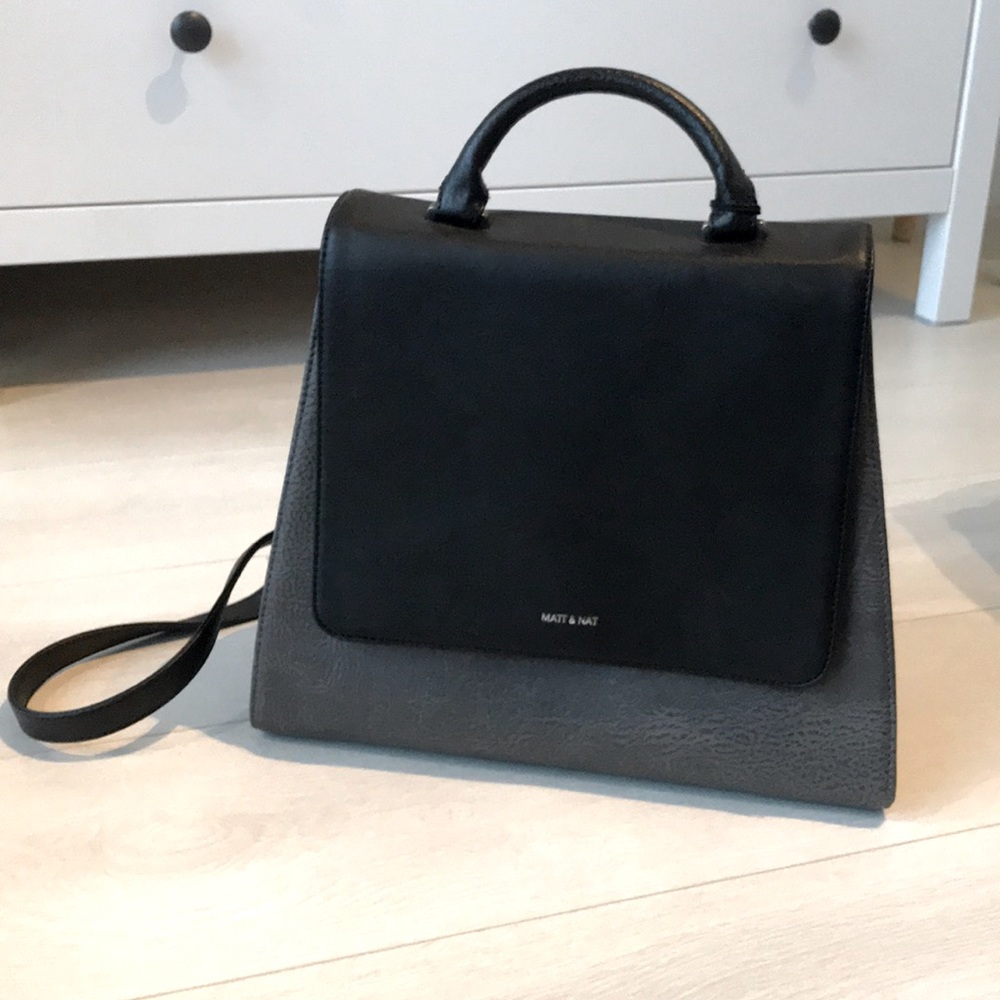 Matt & Nat Two-Tone Black and Gray Structured Crossbody